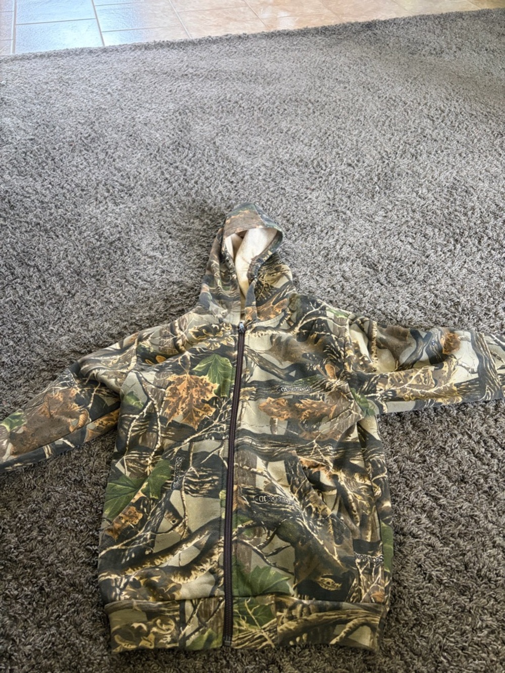Cabela's Kids Realtree-Style Camo Puffer Jacket - Green/Brown